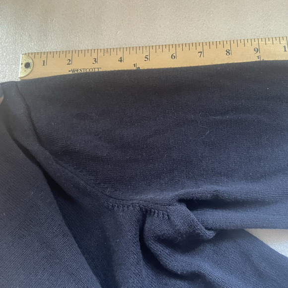 Vintage Y2K Talbots Cardigan Women Large Black Tan Trim Open Front Knit Sweater - Picture 9 of 13